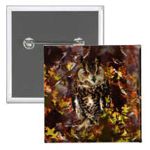 Eule im Herbst Buttons