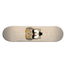 Eule mit dem Schnurrbart und Hut Personalisierte Skateboarddecks
