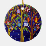 Eulen-Baum-Spaß-Volkskunst-runde Verzierung Ornament