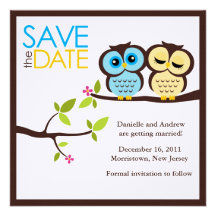 Eulen-Paare, die Save the Date Wedding sind Individuelle Ankündigung