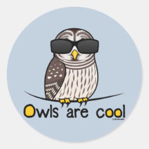 Eulen sind cool! runder aufkleber