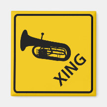 Euphonium-Überfahrt-Landstraßen-Zeichen Kühlschrankmagnet