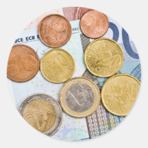 Eurobanknoten und Münzen Runder Sticker