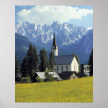 Europa, Österreich, Gosau. Der Helm der Kirche Posterdruck