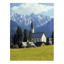 Europa, Österreich, Gosau. Der Helm der Kirche Postkarte