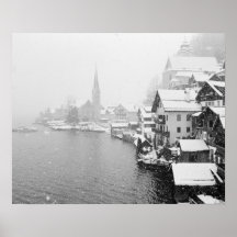 Europa, Österreich, Hallstat. Stadtansicht in den  Plakat