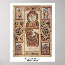 Evangelist und Symbole durch irische Meister Plakat
