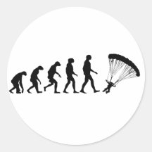 Evolution des Fallschirmspringens Runde Aufkleber
