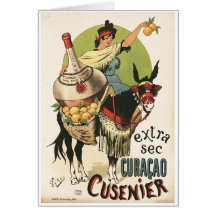 "Extrasek. Curaçao Cusenier" Liquer Anzeige Karten