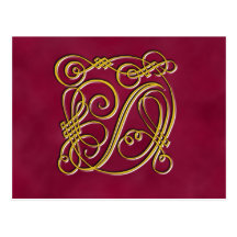 Extravaganter königlicher Monogramm-Buchstabe D Postkarten