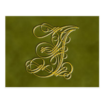 Extravaganter Monogramm-Buchstabe I, fertigen Farb Postkarte