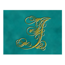 Extravaganter Monogramm-Buchstabe J, fertigen Farb Postkarte