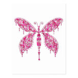 Extravaganter rosa mehrfarbiger Schmetterling Postkarte