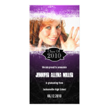 Extremer Grunge-lila schwarze Abschluss-Foto-Karte Photokarten