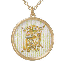 F-Anfangsmonogramm-"Goldpin-Streifen-" Halskette