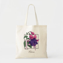 F für pinkfarbene Blumen-Monogramm-Tasche