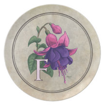 F für pinkfarbenes Blumen-Alphabet-Monogramm Flacher Teller