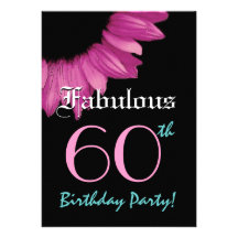 Fabelhafte 60 Geburtstags-Party-Rosa-Sonnenblume Einladungen