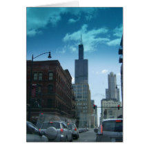 Fahren Sie durch im Stadtzentrum gelegenes Chicago Grußkarte