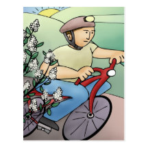 Fahrrad-Reiter am Sonnenuntergang Postkarte