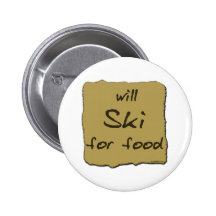 Fährt für Nahrung Ski Anstecknadelbutton