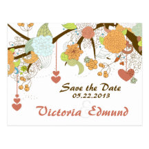 Fall-Fantasie-BlumenSave the Date Postkarte