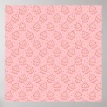 Falling Heart Cupcake Pattern Poster