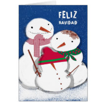Familia de muñecos de nieve tarjeta