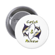 Fang-und Freigabe-Speerfische Anstecknadelbutton