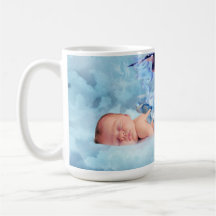 Fantasiebaby und -storch kaffeehaferl
