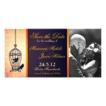 Fantasievolles Birdcage-Foto-Save the Date Goldban Fotokarte