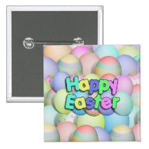 Farbige Ostereier - fröhliche Ostern Anstecknadelbutton