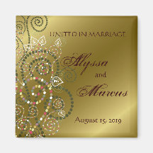 fatfatin grünes Boho windt sich Gold Save the Date Kühlschrankmagnet