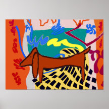 Fauvist abstrakte Dackel Plakat