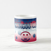 Felicitaciones! Amerika-Flagge färbt Pop-Kunst Kaffee Haferl