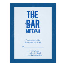 Felsen-Band-Bar Mitzvah Antwort-Karte im Blau Einladungskarte