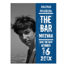 Felsen-Band-Bar Mitzvah Save the Date im Blau Postkarten