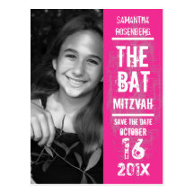 Felsen-Band-Schläger Mitzvah Save the Date im Rosa Postkarten