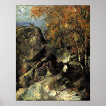 Felsen in Fountanbleu Wald durch Paul Cezanne Poster