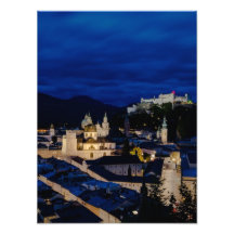 Festung Hohensalzburg Schloss an der Dämmerung Öst Fotodruck