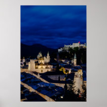 Festung Hohensalzburg Schloss an der Dämmerung Öst Plakatdrucke