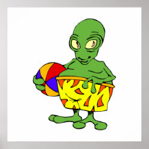 fettes alien auf dem Strand Plakatdrucke