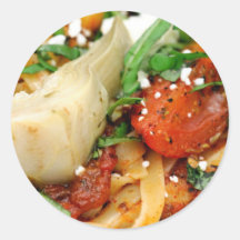 Fettuccini mit gebratener Tomate und Basilikum Stickers
