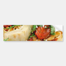 Fettuccini mit gebratener Tomate und Basilikum Auto Sticker