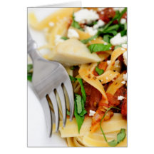 Fettuccini mit gebratener Tomate und Basilikum Grußkarte