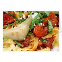 Fettuccini mit gebratener Tomate und Basilikum Karten