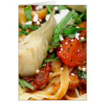 Fettuccini mit gebratener Tomate und Basilikum Karten