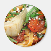 Fettuccini mit gebratener Tomate und Basilikum Magnete
