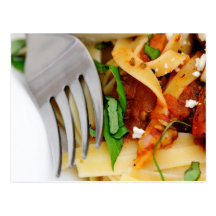Fettuccini mit gebratener Tomate und Basilikum Postkarten