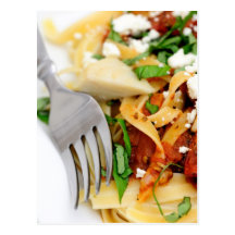 Fettuccini mit gebratener Tomate und Basilikum Postkarten